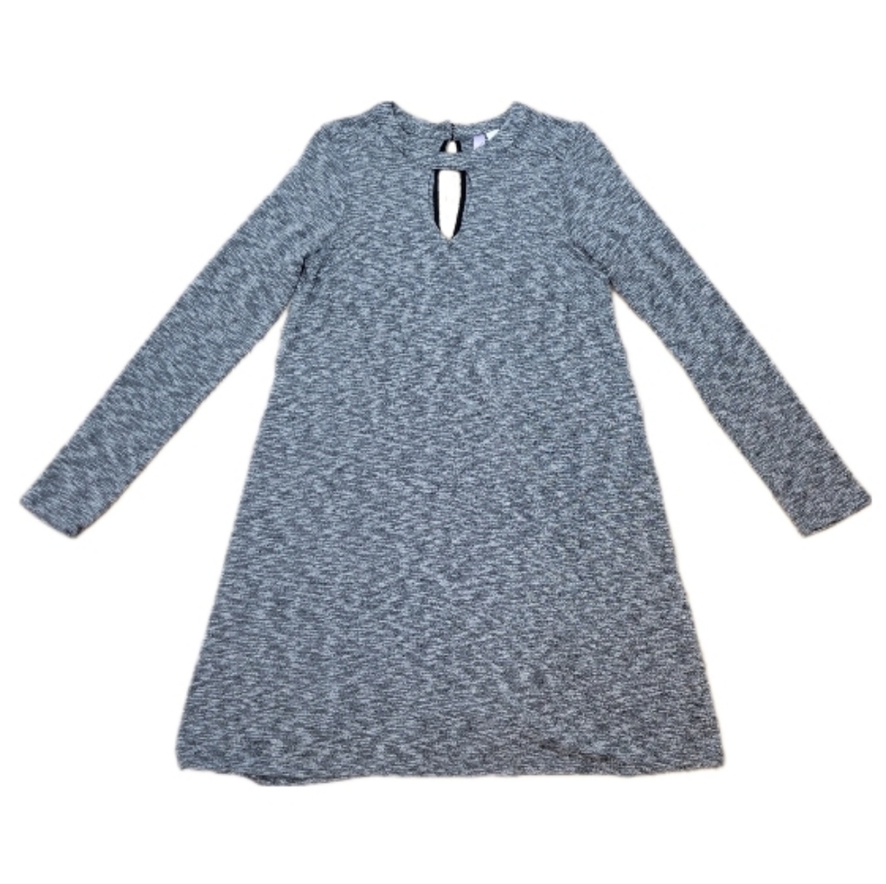 ALYA Women's Heathered Gray‎ Long Sleeve Keyhole Swing Tunic Dress size L